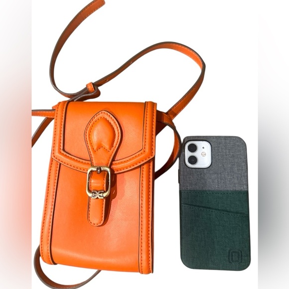 NWOT Sam Edelman Orange Leather Crossbody Bag - Picture 7 of 7